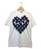 PLAY COMME des GARCONSプレイ コムデギャルソン）の古着「プリントTシャツ」｜ホワイト×ネイビー