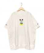 Champion REVERSE WEAVE×BEAMS GOLF×DISNEYチャンピオン リバース ウィーブ×ビームスゴルフ×ディズニー）の古着「モックネックミッキープリントTシャツ」｜ホワイト