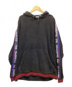 CHAPS RALPH LAURENチャップス ラルフローレン）の古着「90s Spellout Tape Fleece Hoodie」｜ブラック