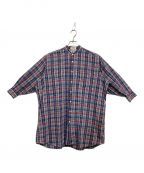 BEAMS BOY×INDIVIDUALIZED SHIRTSビームスボーイ×インディビジュアライズドシャツ）の古着「バンドカラーシャツワンピース」｜ネイビー