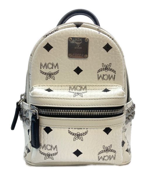 MCM（エムシーエム）MCM (エムシーエム) サイドスタッズミニリュック ホワイト×ブラックの古着・服飾アイテム