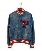 POLO DENIM Lettermanポロ）の古着「ARSITY DENIM JACKET」｜インディゴ