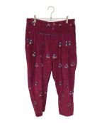 doubletダブレット）の古着「VIETNAM EMBROIDERY WIDE TAPERED TROUSERS」｜レッド