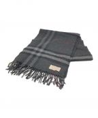 BURBERRYバーバリー）の古着「BURBERRY(バーバリー) マフラー GIANT CHECK CASHMERE SCARF(ジャイアント チェック カシミア スカーフ)」｜ブラック