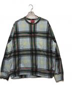 SUPREMEシュプリーム）の古着「Plaid crewneck」｜ライトブルー×ブラック