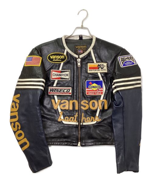 VANSON（バンソン）VANSON (バンソン) RACE JACKET PATCHES ブラック サイズ:38の古着・服飾アイテム