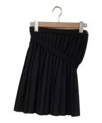 MM6 Maison Margielaエムエムシックス メゾンマルジェラ）の古着「Asymmetric Pleated Miniskirt（アシンメトリック プリーテッド ミニスカート）」｜ブラック