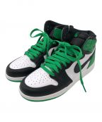 NIKEナイキ）の古着「JORDAN BRAND AIR JORDAN 1 RETRO HIGH OG (GS) BLACK/LUCKY (ジョーダン ブランド エア ジョーダン 1 レトロ HIGH OG GS)」｜ホワイト×グリーン×ブラック