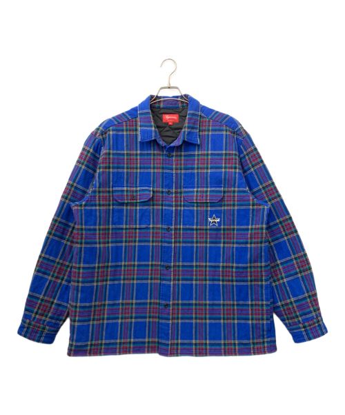 SUPREME（シュプリーム）Supreme (シュプリーム) Quilted Plaid Flannel Shirt ブルー サイズ:XLの古着・服飾アイテム