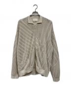 YOKEヨーク）の古着「COTTON MESH STRIPE ZIP-UP CARDIGAN」｜ベージュ