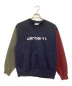 CarHarttカーハート）の古着「裏起毛スウェット」｜ブルー×カーキ×レッド