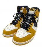 NIKEナイキ）の古着「AIR JORDAN1 ハイカットスニーカー」｜イエロー×ホワイト