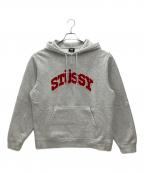 stussyステューシー）の古着「stussy　アーチロゴパイルパーカー」｜ヘザーグレー