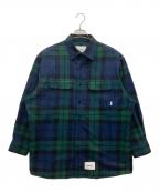 WTAPSダブルタップス）の古着「DECK/LS/COTTON.FLANNEL」｜ネイビー×グリーン