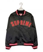 SUPREME×MITCHELL & NESSシュプリーム×ミッチェルアンドネス）の古着「Satin Varsity Jacket」｜ブラック×レッド