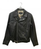 BURBERRY BLACK LABELバーバリーブラックレーベル）の古着「ダブルライダースジャケット」｜ブラック