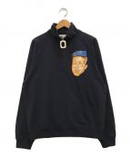 J.W.ANDERSONジェイダブリューアンダーソン）の古着「EMBROIDERED FACE HALF-ZIP SWEATER」｜ネイビー