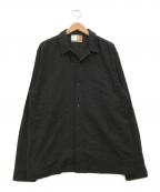 KITHキス）の古着「Embroidered Voile Long-Sleeve Thompson Camp Collar Shirt 'Black'」｜ブラック