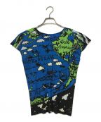 PLEATS PLEASEプリーツプリーズ）の古着「1990S map of world short sleeve blouse」｜ブルー