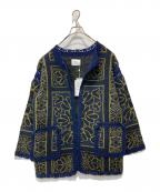 Ameriアメリ）の古着「RUG PATTERN KNIT JACKET」｜ネイビー