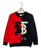 BURBERRY LONDONバーバリーロンドン）の古着「Carver Two-Tone Intarsia Knit Jumper」｜レッド×ブラック