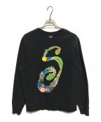 stussyステューシー）の古着「FLORAL S CREW」｜ブラック