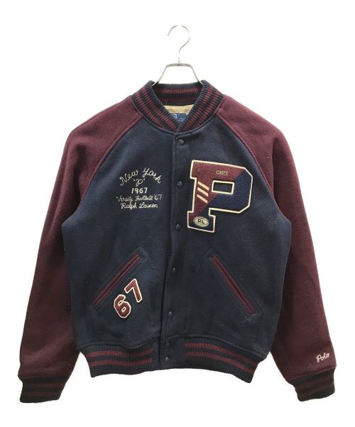 POLO RALPH LAUREN（ポロ・ラルフローレン）POLO RALPH LAUREN (ポロ・ラルフローレン) TOWN & COUNTRY VARSITY JACKET ボルドー サイズ:Mの古着・服飾アイテム