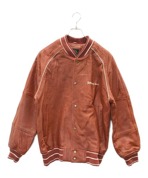 ZARA（ザラ）ZARA (ザラ) BUFFALO LEATHER STADIUM VARSITY BOMBER Jacket ブラウン サイズ:Sの古着・服飾アイテム