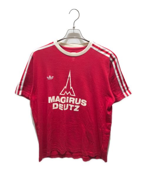 adidas（アディダス）adidas (アディダス) プリントTシャツ　MAGIRUS DEUTZ 90ｓ 万国きタグ レッド サイズ:Oの古着・服飾アイテム