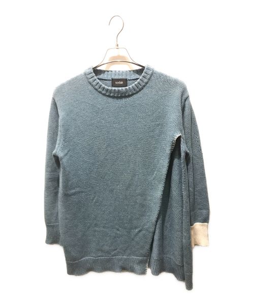 soduk（スドーク）soduk (スドーク) Open Slit Knit Sweater　0420010503 ブルー サイズ:記載無しの為実寸参照の古着・服飾アイテム