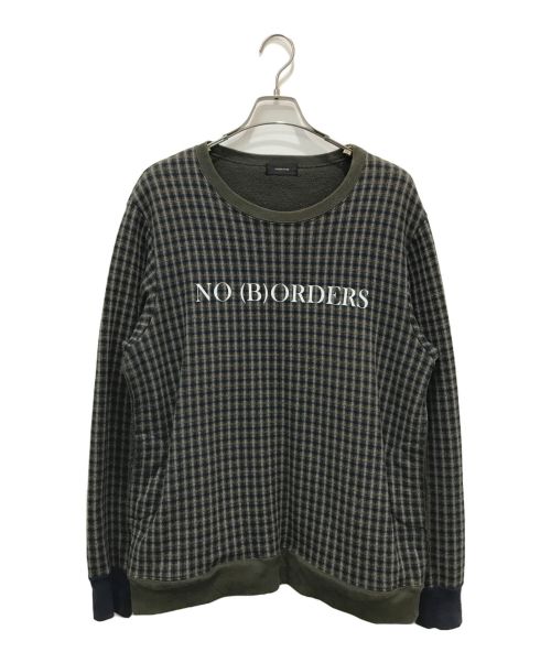 UNDERCOVER（アンダーカバー）UNDERCOVER (アンダーカバー) NO (B)ORDERS チェック柄 スウェット グリーン サイズ:2の古着・服飾アイテム