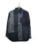 Engineered Garmentsエンジニアド ガーメンツ）の古着「Combo Short Collar Shirt - Cotton Big Polka Dot Sateen - Navy」｜ネイビー