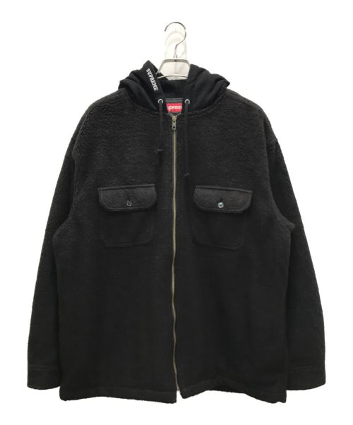 SUPREME（シュプリーム）SUPREME (シュプリーム) Fleece Zip Up Hooded Shirt / フリース ジップアップ フーデッド シャツ ブラウン×ブラック サイズ:Lの古着・服飾アイテム