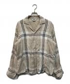 SUNSEAサンシー）の古着「Linen Check GIGOLO Shirt」｜ベージュ