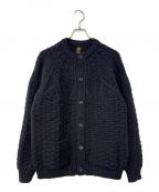 BATONERバトナ―）の古着「SPREAD ARAN CREW NECK CARDIGAN」｜ブラック