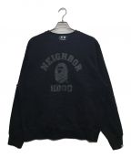 A BATHING APE×NEIGHBORHOODアベイシングエイプ×ネイバーフッド）の古着「BAPE NBHD RELAXED FIT CREWNECK/ベイプ ネイバーフッド リラックスド フィット クルーネック」｜ブラック