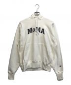 Champion REVERSE WEAVE×MoMAチャンピオン リバース ウィーブ×モマ）の古着「プルオーバーパーカー」｜ホワイト