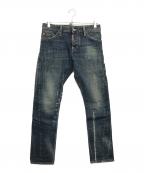 DSQUARED2ディースクエアード）の古着「クラッシュ加工STRAIGHT DENIM PANTS」｜インディゴ