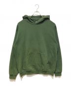 LOS ANGELES APPARELロサンゼルスアパレル）の古着「14OZ. HEAVY FLEECE HOODED PULLOVER SWEATSHIRT」｜グリーン