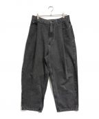 URUウル）の古着「COTTON DENIM TUCK PANTS」｜ブラック