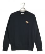 maison kitsuneメゾンキツネ）の古着「MAISON KITSUNE　　キツネワッペンポイントスウェット/CHILLAX FOX PATCH CLASSIC SWEATSHIRT」｜ブラック