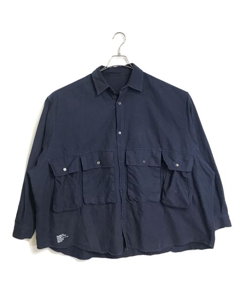 FreshService（フレッシュサービス）FreshService (フレッシュサービス) OXFORD FLAP POCKET L S SHIRT カーゴシャツ　オックスフォードフラップポケットロングスーリーブシャツ　日本製　長袖シャツ ネイビー サイズ:FREEの古着・服飾アイテム