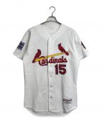 Majesticマジェスティック）の古着「ベースボールシャツ  Cardinals 2006 WORLDSERIES」｜ホワイト×レッド