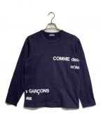 COMME des GARCONS HOMMEコムデギャルソン オム）の古着「スプリットロゴカットソー」｜ネイビー