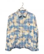 A BATHING APEアベイシングエイプ）の古着「BLEACHED BAPE CHECK SHIRT JACKET」｜ブルー