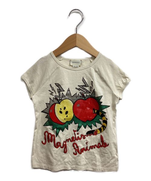 GUCCI（グッチ）GUCCI (グッチ) Glitter Worm Apple Print T-Shirt アイボリー サイズ:6の古着・服飾アイテム