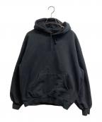 SUPREMEシュプリーム）の古着「Satin Applique Hooded Sweatshirt」｜ブラック