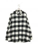 uniform experimentユニフォームエクスペリメント）の古着「BAGGY REGULAR COLLAR FLANNEL BLOCK CHECK SHIRT」｜ホワイト×ブラック