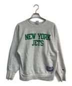 Champion×NFLチャンピオン×エヌエフエル）の古着「リバースウィーブスウェット　90s　刺繍タグ　NEW YORK JETS」｜グレー