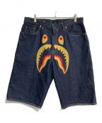 A BATHING APEアベイシングエイプ）の古着「Shark Denim Shorts　001DSK301002M　シャークデニムショーツ」｜インディゴ